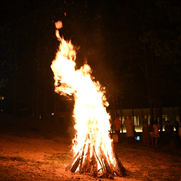 Bonfire in an Evening Camp